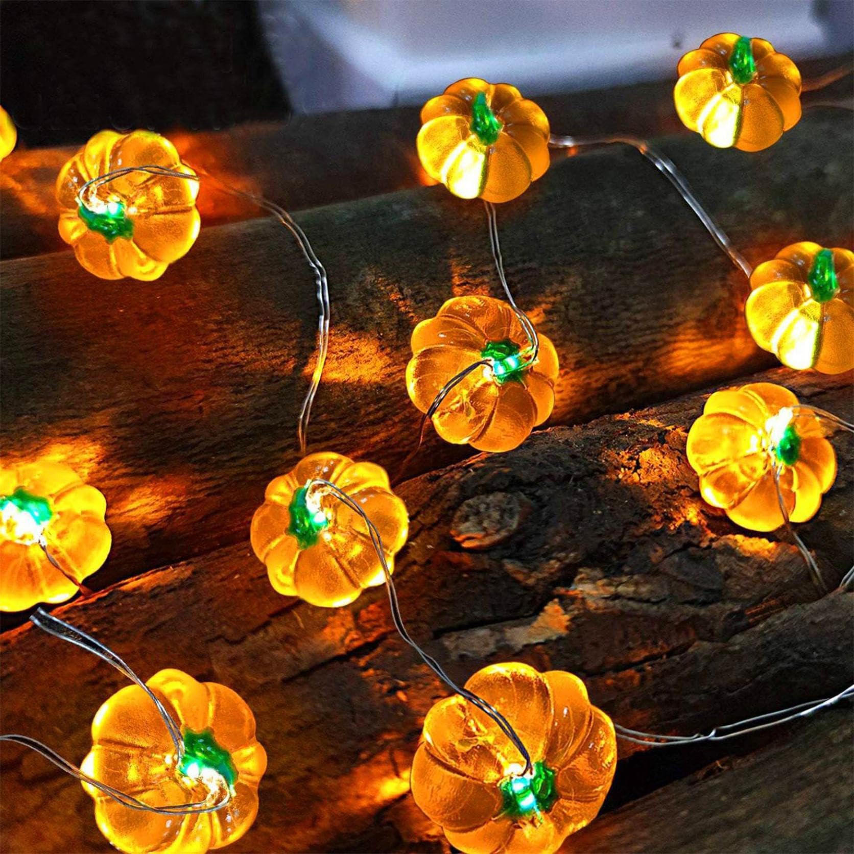 Halloween Yellow Pumpkin String Lights, Battery Lamp, Nightlight, Decor (78.74 Inch)