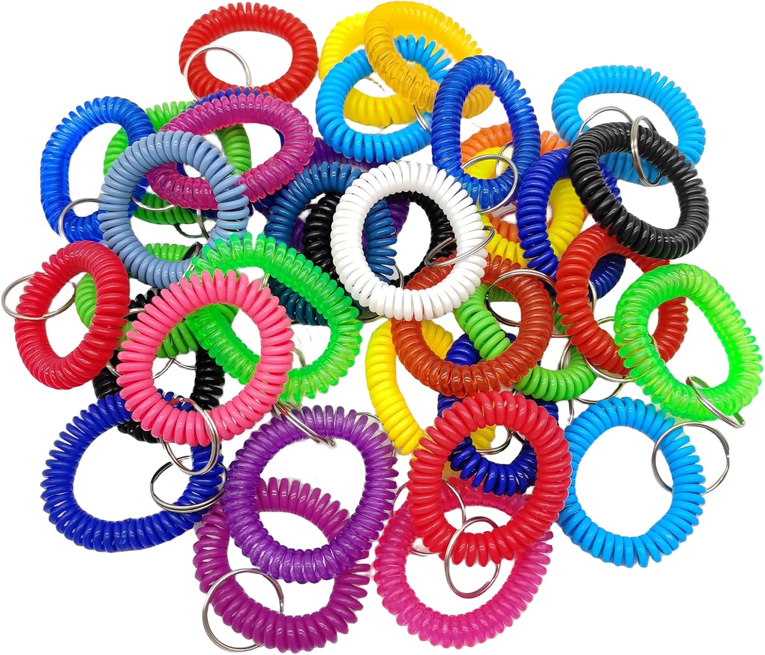 Wrist Coil Keychain, 100PCS Spiral Wrist Coil Spiral Keychain Bracelet, Multicolor Stretchable