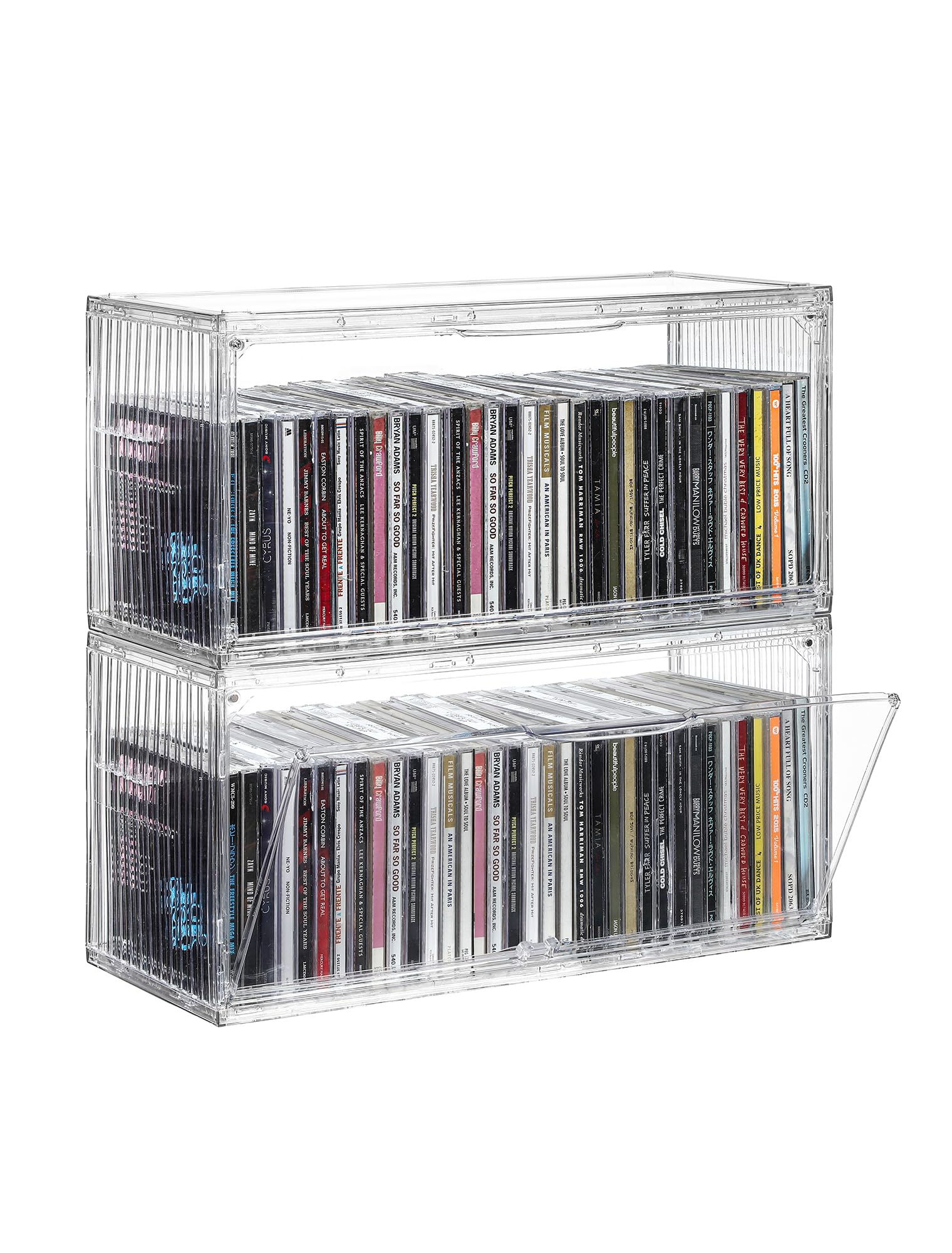 Boîte rangement CD en acrylique transparent en lot de 2 pour étagère