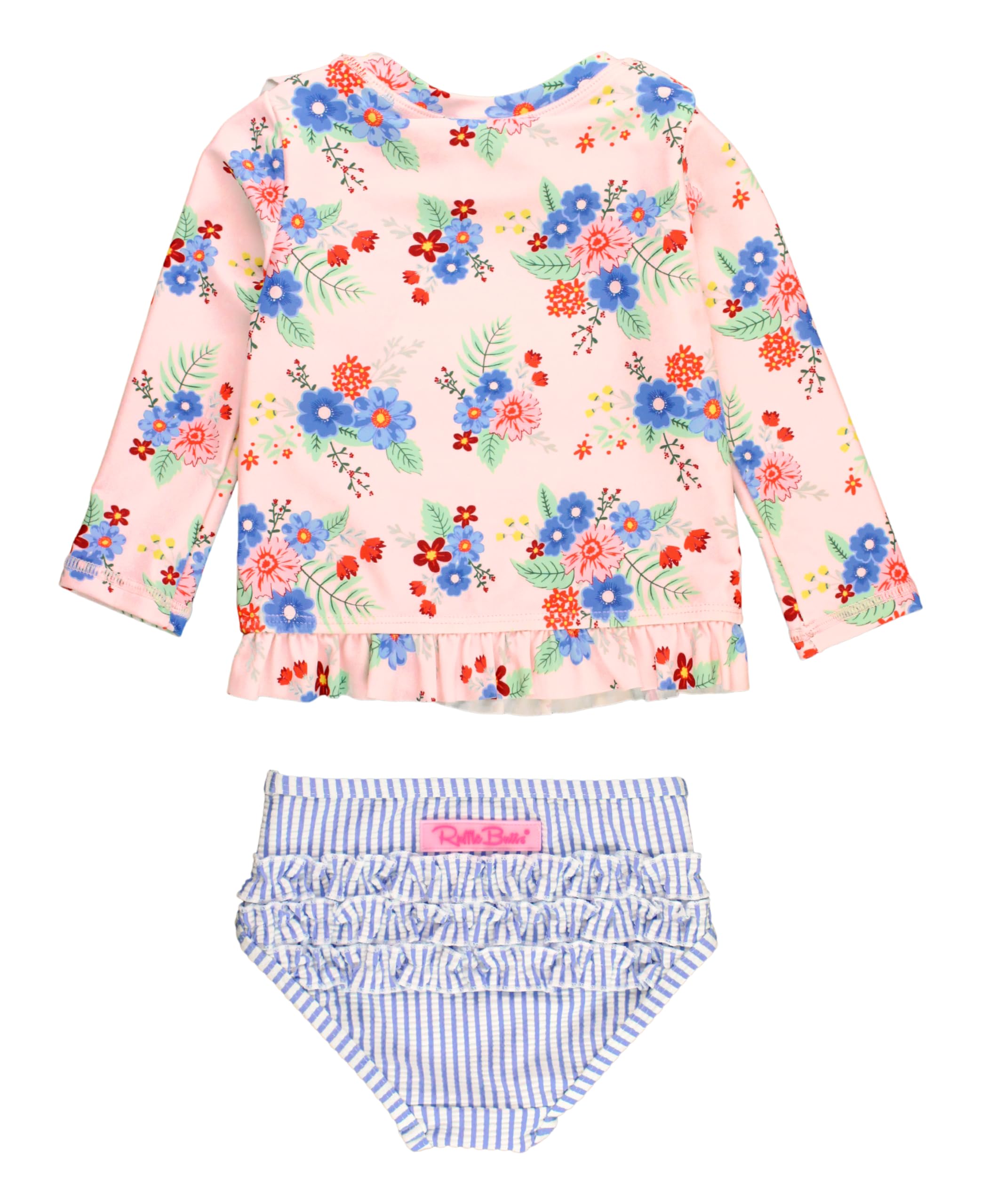 Rufflebutts Rash Guard Snapklik.com : RuffleButts Coastal Breeze Floral Ruffle Detail Long ...