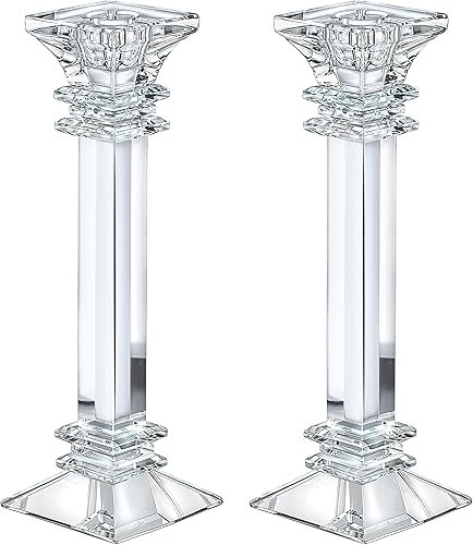 Miniatura 2 de Juego de 2 portavelas de cristal de 11.8 pulgadas de alto, centro de mesa ultra elegante y moderno, decoración del hogar