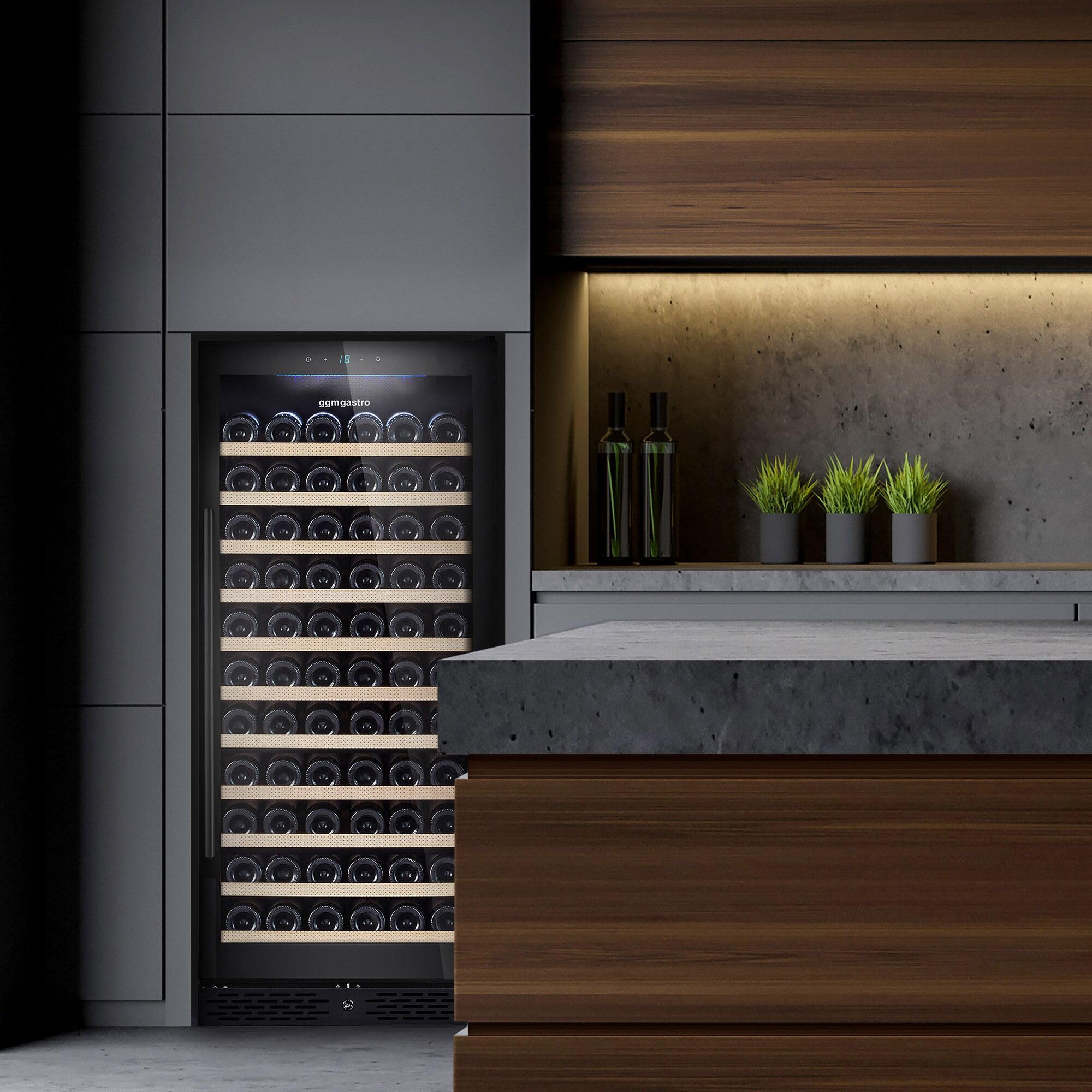 GGM Gastro Weinkühlschrank ECO 322L 127 Flaschen | Präzise Temperatursteuerung, abschließbare Tür, stimmungsvolle LED-Beleuchtung, ideal für die professionelle Weinlagerung