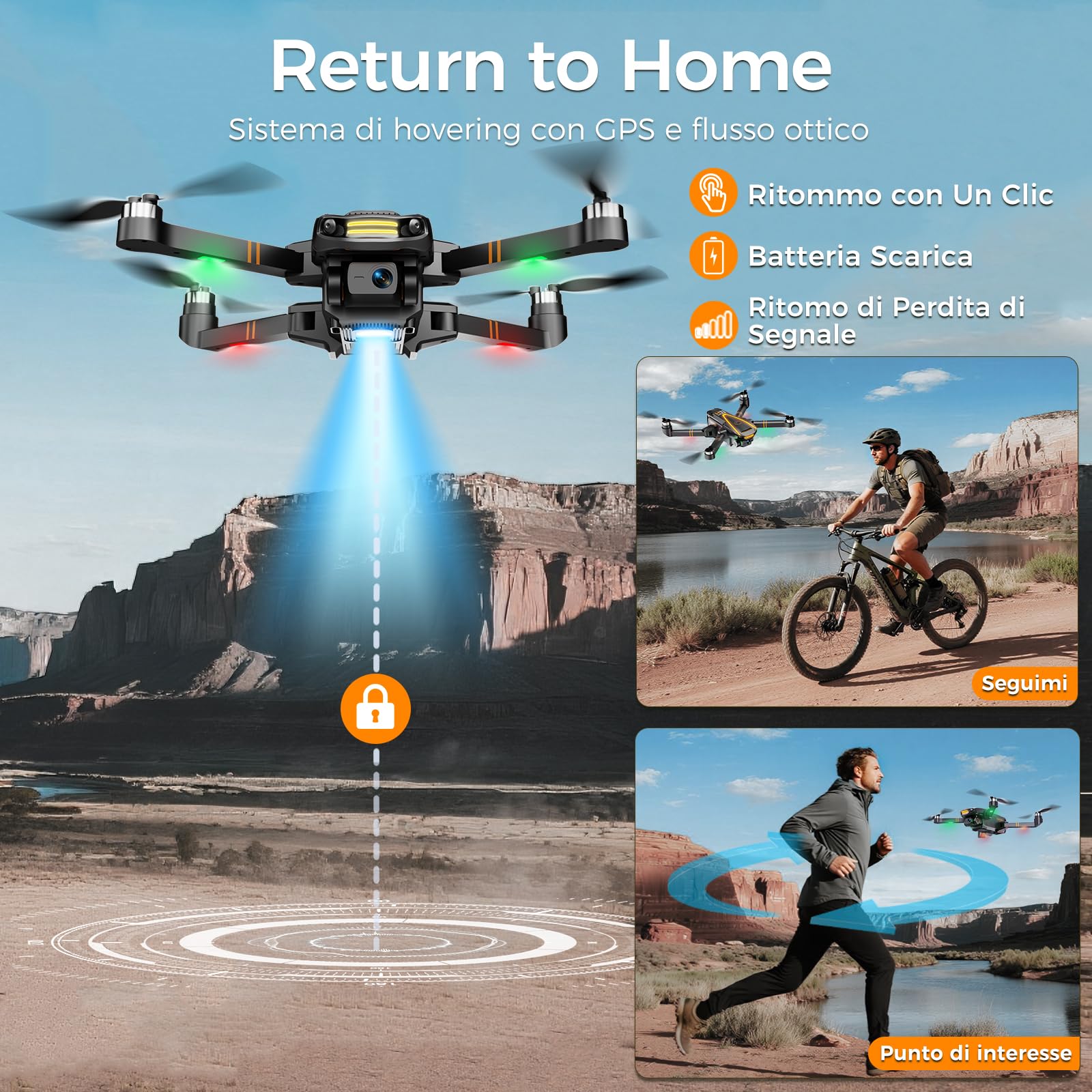H11 GPS Drone con Telecamera 4K Professionale (Radiocomando con Schermo) FPV RC Droni con Motor Brushless, Return Automatico, autonomia di volo di 45 minuti, 2 batterie, meno di 249g, C0