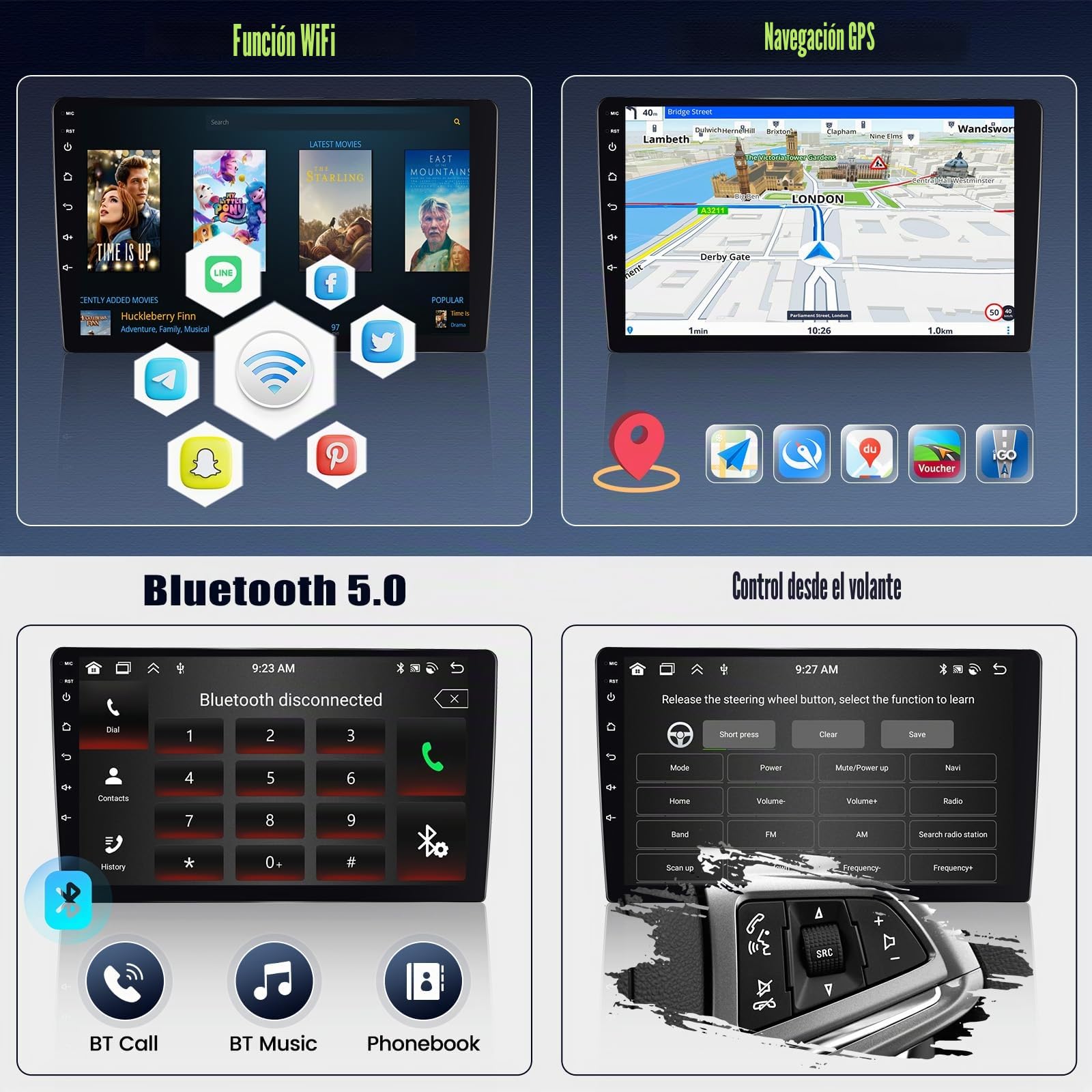 SIXTOP 8 Core 6+128G Android 15 Radio de Coche para Suzuki Swift 2003-2010, 10.1” Touchscreen Radio con Wireless Carplay Android Auto WiFi BT GPS FM RDS EQ DSP+Cámara de Marcha Atrás