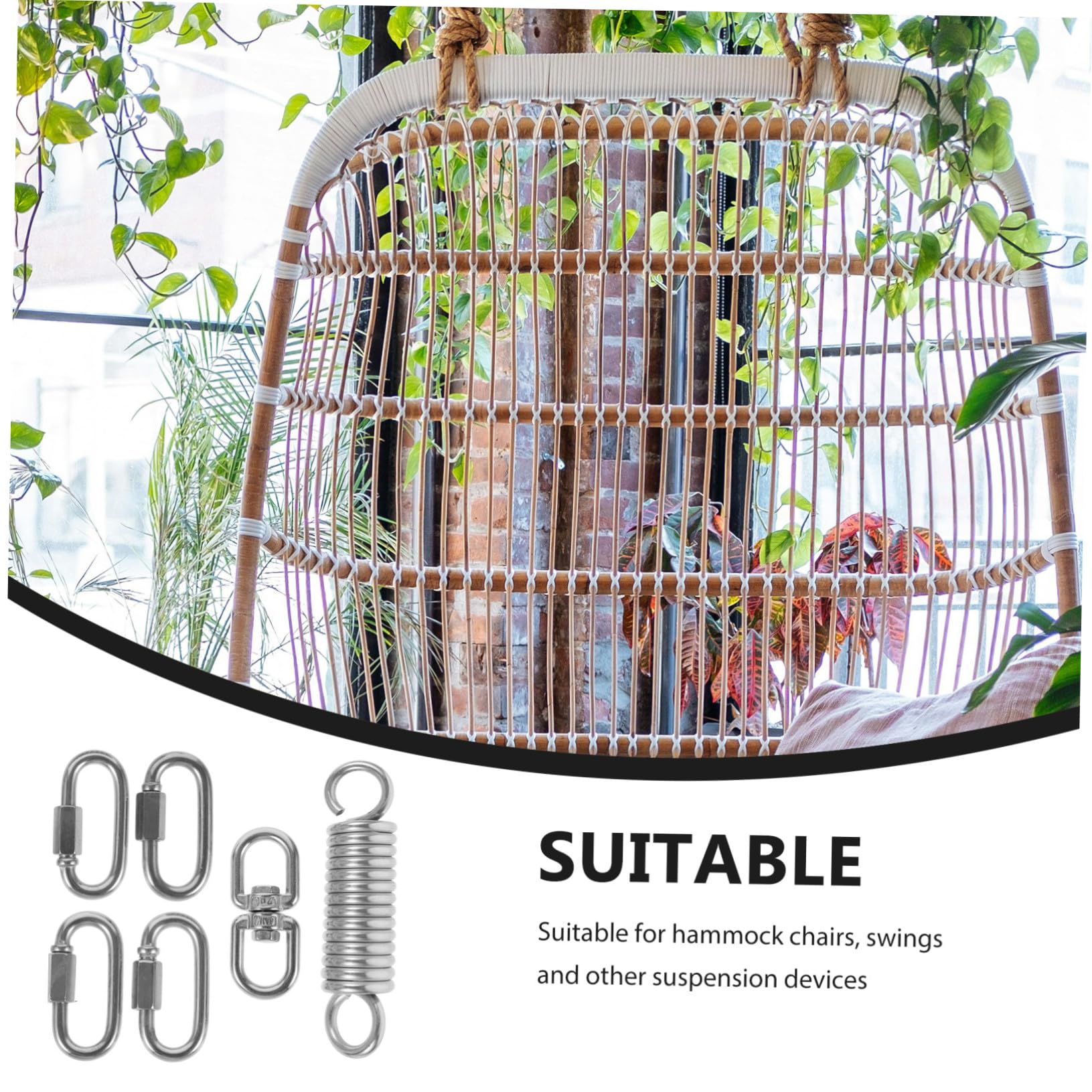 Kit de Resortes para Columpio de Porche Juego de Muelles Metálicos Resistentes para Hamacas y Sillas Colgantes Accesorio Pesado para Fijación Segura Exteriores