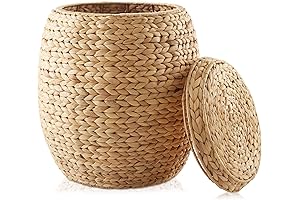 Casafield Round Storage Basket with Lid for Versatile Organization