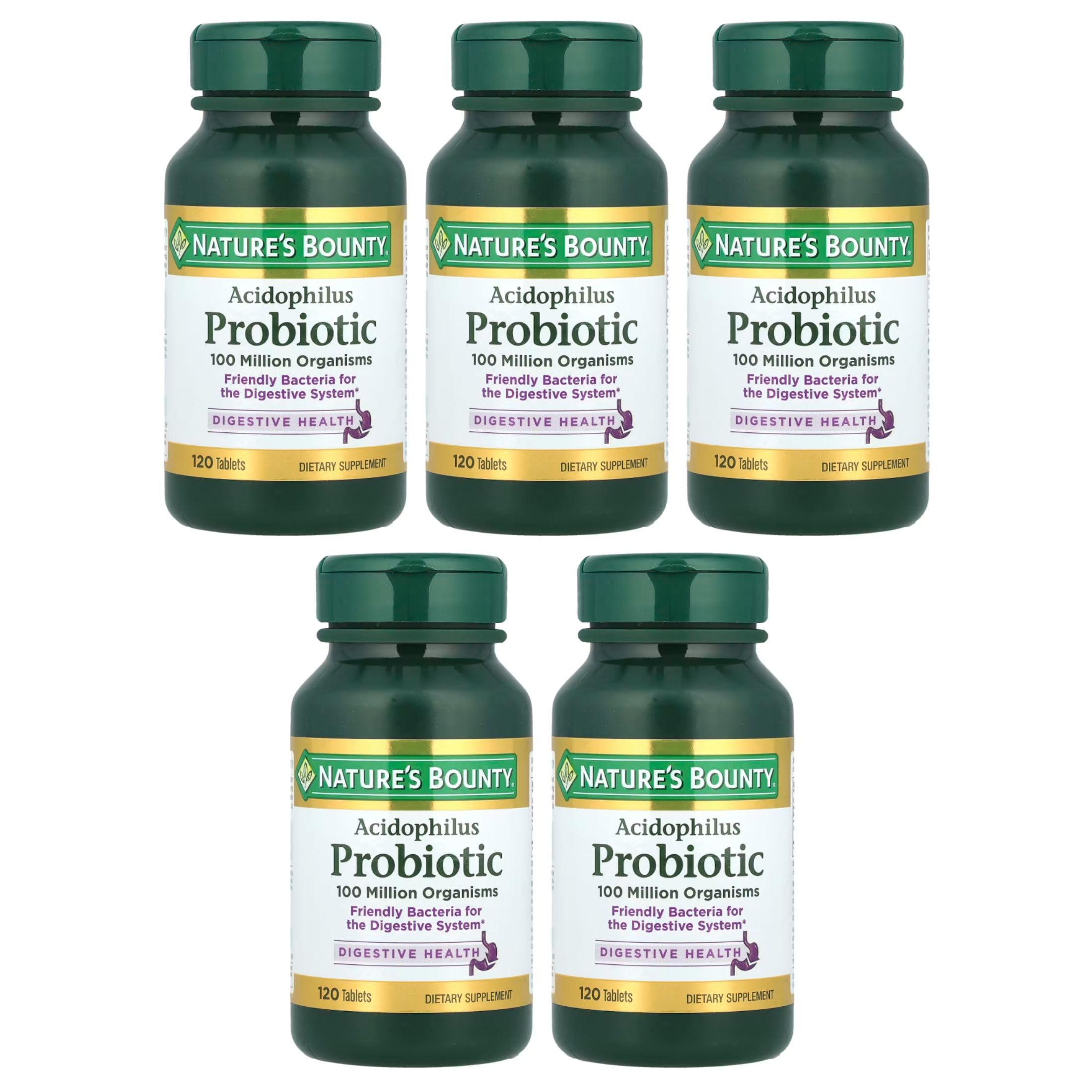 Nature's Bounty Probiotic Acidophilus Tablets, 120 ea (Pack of 5) Unflavored 120 Count (Pack of 5)