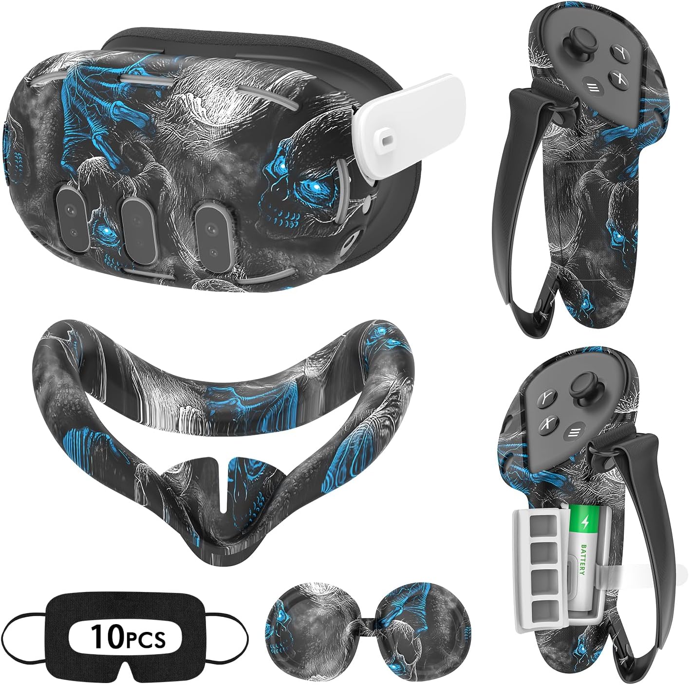 Tyasoleil VR Silicone Case for Meta Quest 3, Design Upgraded Accessories for Oculus Quest 3, Face Cover, Controller Grips, Shell Cover, Lens Cover, Disposable Eye Cover (Phantom)