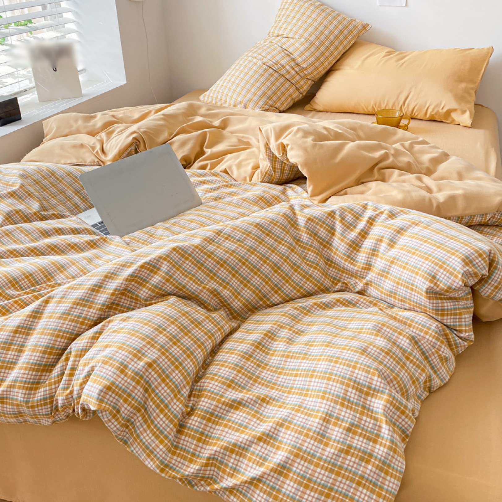 Amazon｜ふとんカバー チェック柄 寝具カバー シーツ シングル 3点