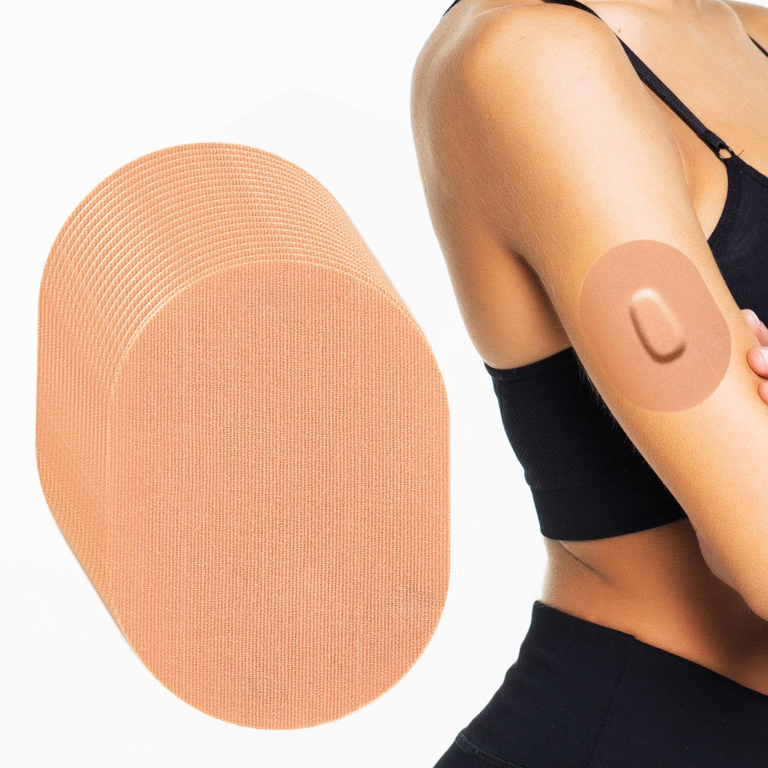 Leng Ke 20 Pack Dexcom G6 Adhesive Patches Waterproof - Long Stay Dexcom G6 Overpatch with No Glue in The Center, Pre-Cut Back Paper CGM Tape for G6 (Tan)