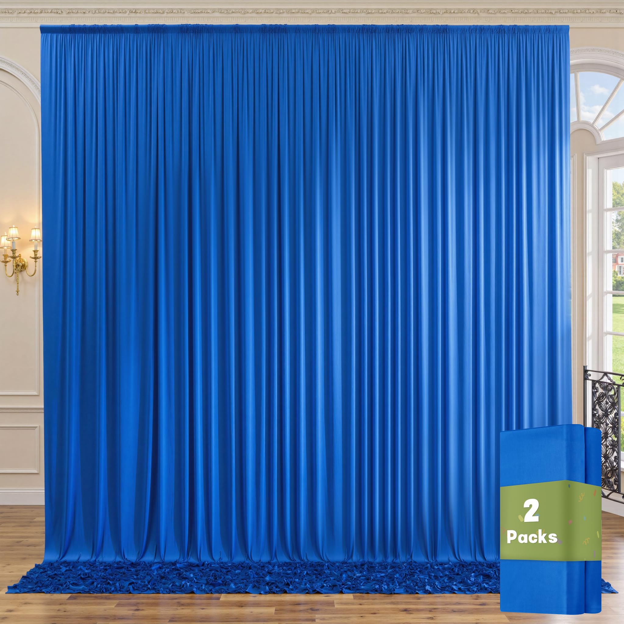 10ft x 10ft Wrinkle Free Black Backdrop Curtains for Parties, 2 Panels 5ftx10ft Polyester Photo Backdrop Drapes for Wedding Birthday Graduation Photography Background — view 112