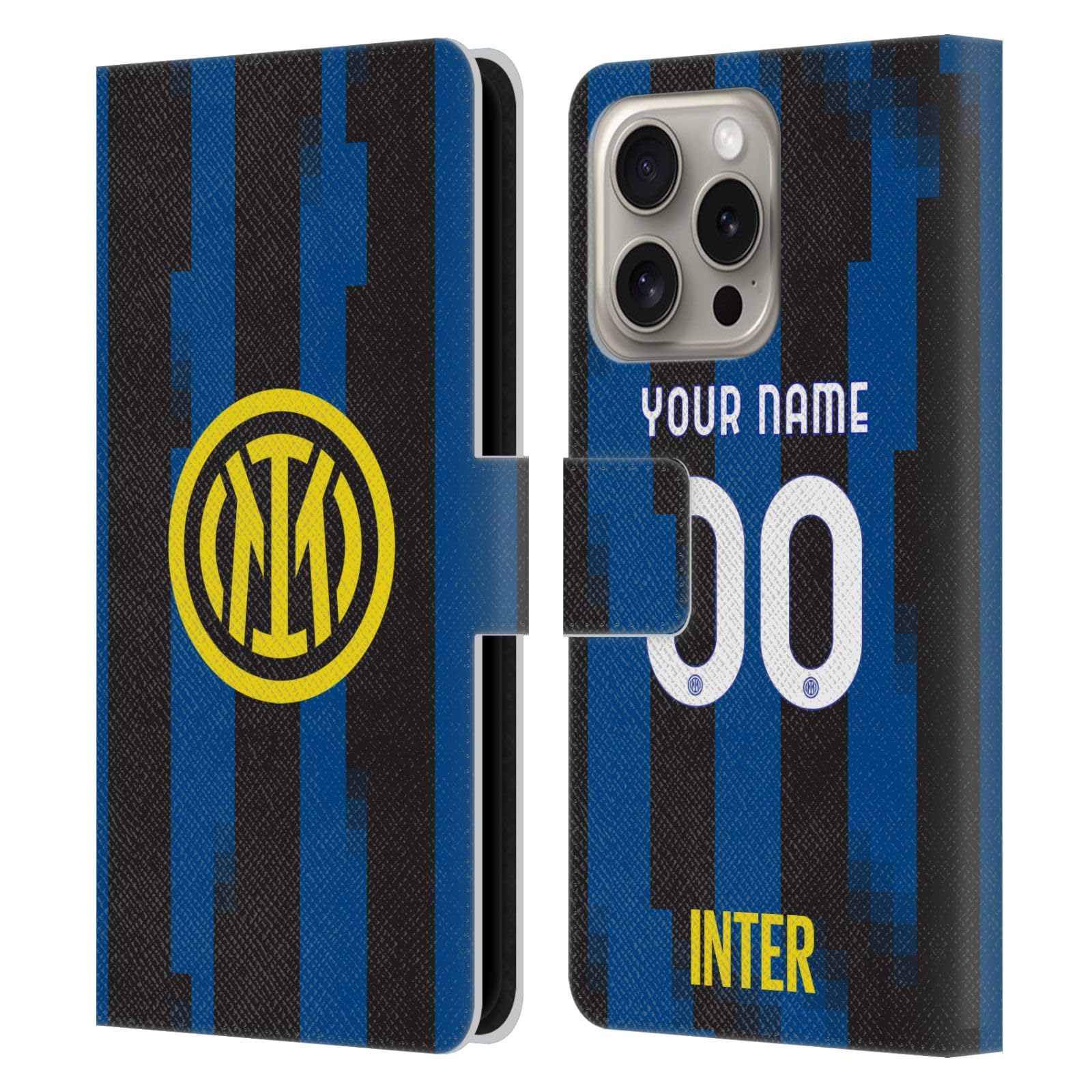 Coque portefeuille iPhone 16 Pro Inter Milan personnalisable en cuir - 7