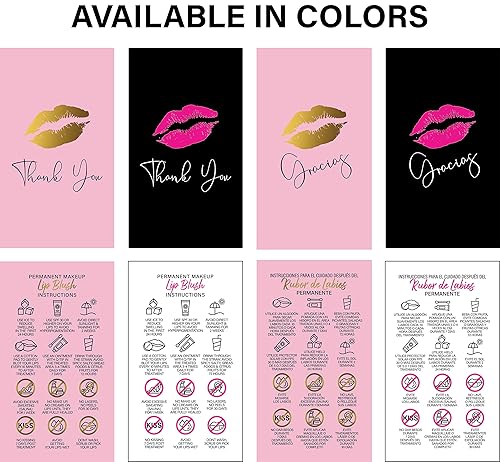 Miniatura 9 de BRAWNA 100 unidades de tarjetas de agradecimiento para cuidado posterior del delineador de ojos PMU español, tarjeta de cuidado para después del