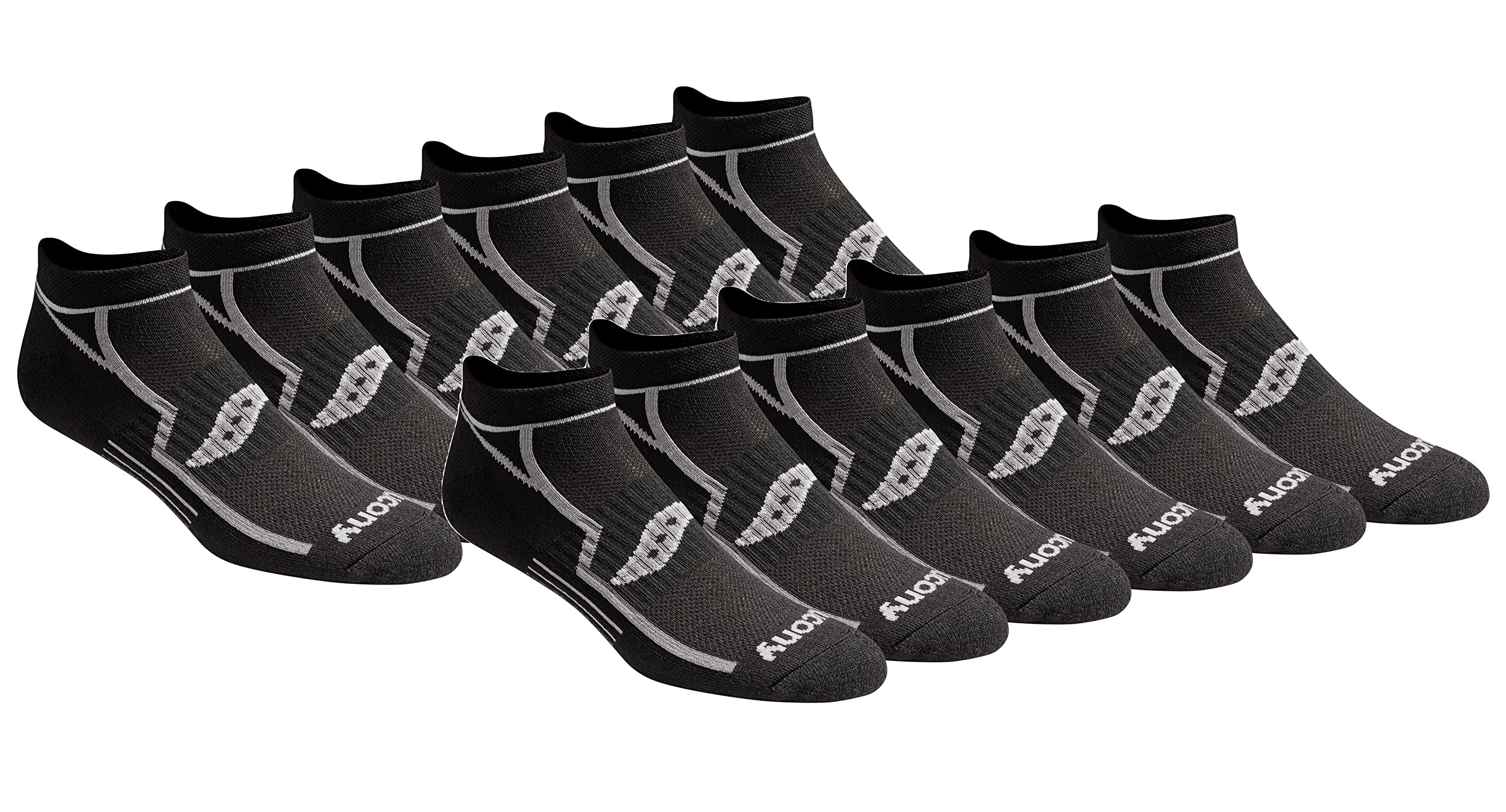 Saucony Men's Rundry Bolt Performance No-show Socks, Available in M-xxl (6, 12, 18 Pairs)