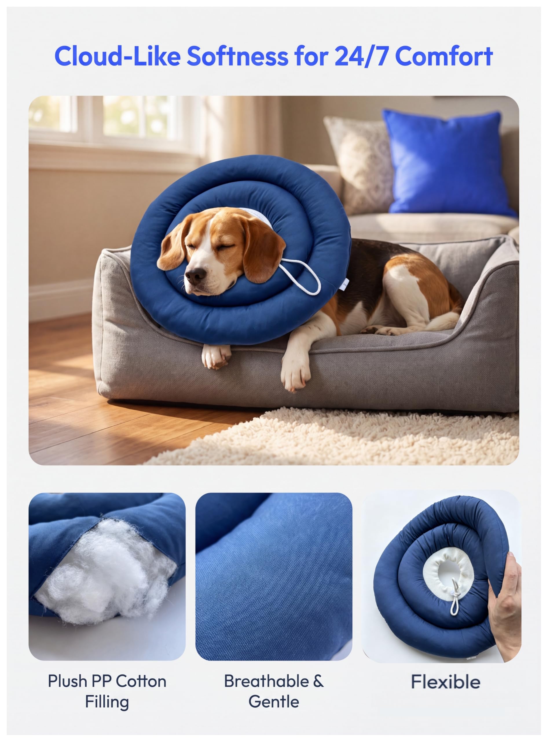 Conos suaves para perro, collar de dona de recuperación después de la cirugía, alternativa al cono de la vergüenza, collar electrónico isabelino antimordeduras, curación de heridas ajustable