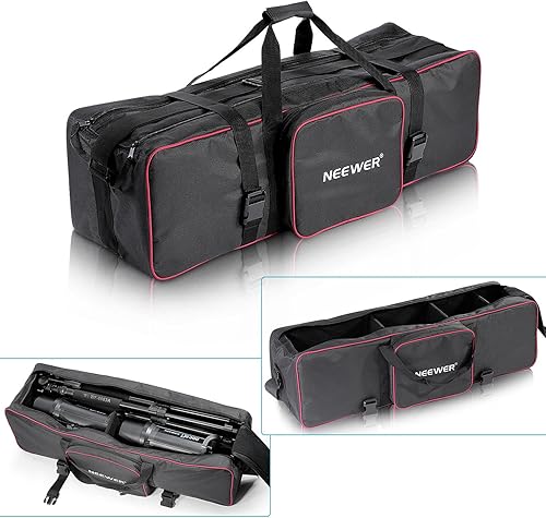 Miniatura 2 de Neewer Kit de estudio fotográfico y video de 39"x10"x10"100x25x25cm Bolsa de transporte con bolsillo lateral adicional para soportes de luz,