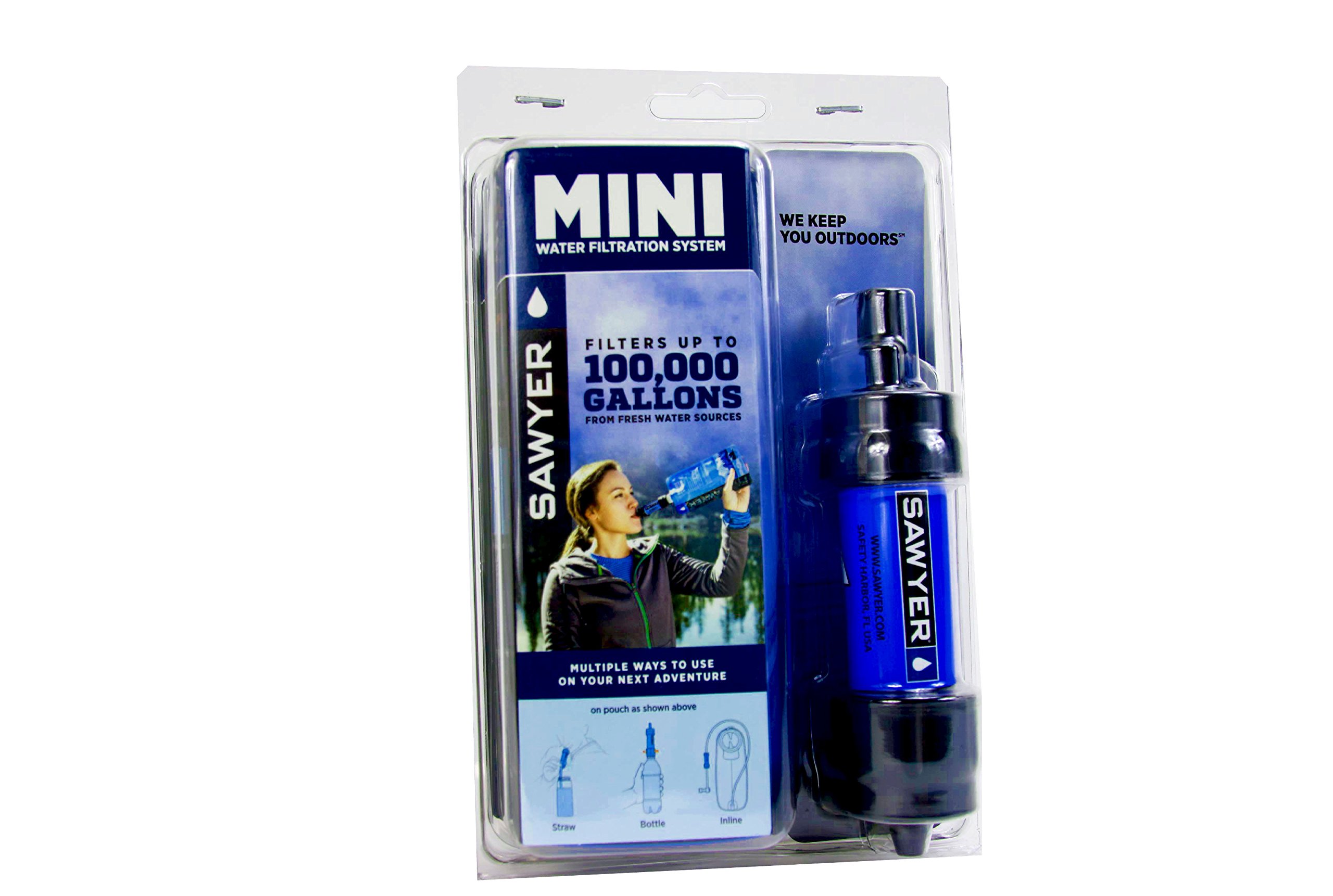 Sawyer MINI Original Wasserfilter SPARSET mit 3 x 1 Liter oder 2 x 2 Liter Trinkbeutel (SP128 Mini Blue + 3x1L Trinkbeutel SP113)