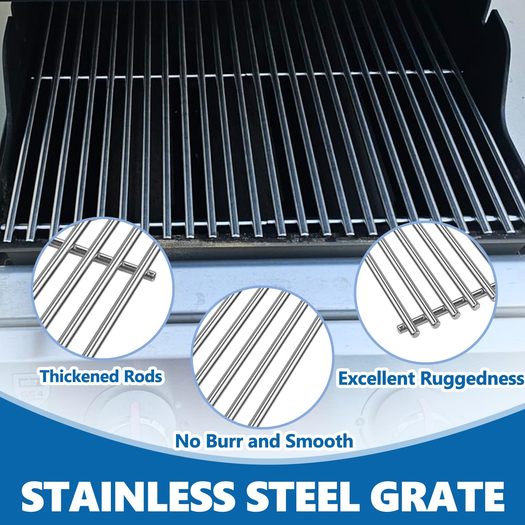 Produktbild von Secbinw Grillroste 304 Edelstahl 9mm Für Weber Genesis II 210 & LX 240 - 2 Stück
