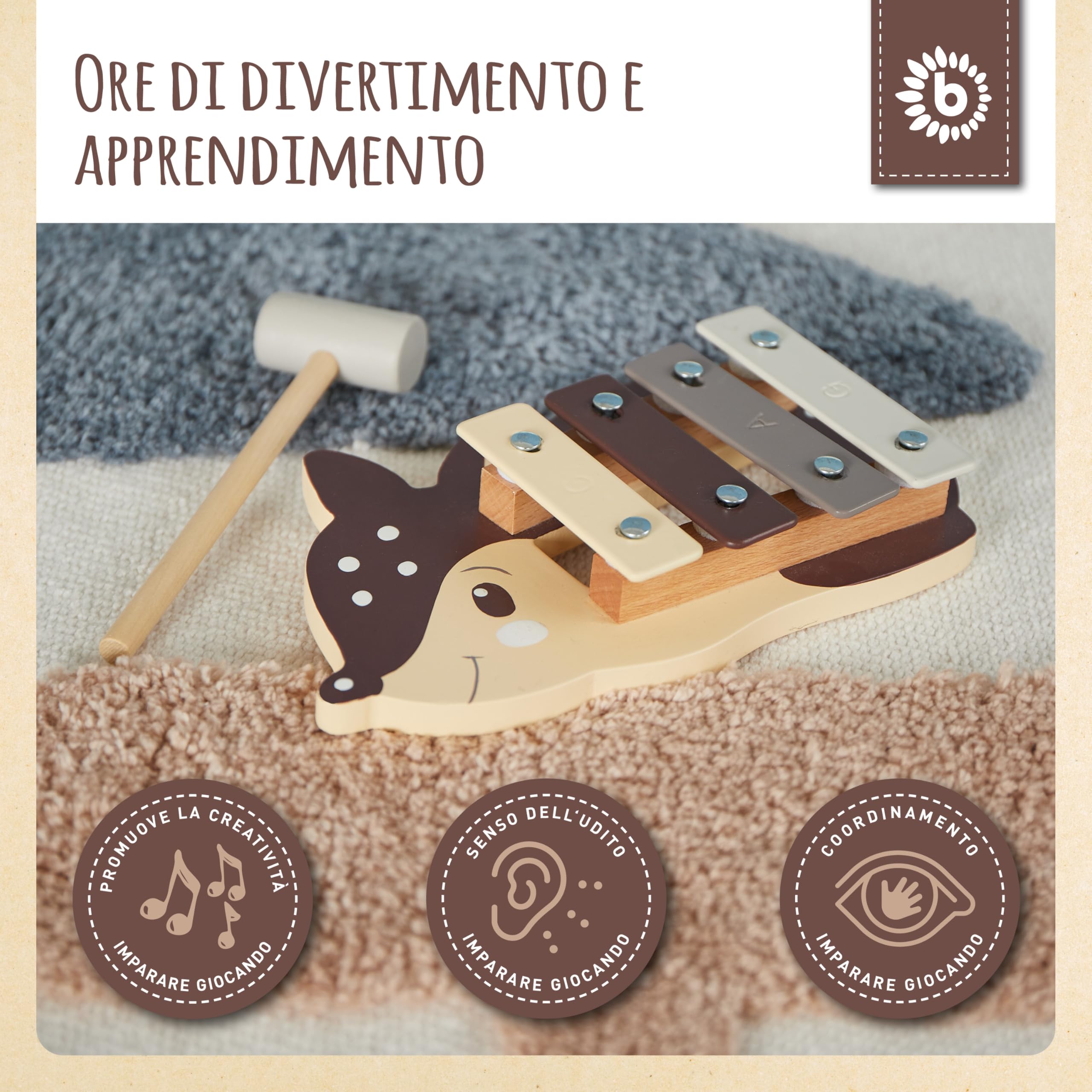 Bieco Xilofono per bambini in design REH | Strumenti musicali per bambini a partire da 1 anno | Dolce giocattolo musicale bambino | Carillon con bacchetta | xilofono 1 anno | Strumenti musicali per - 5