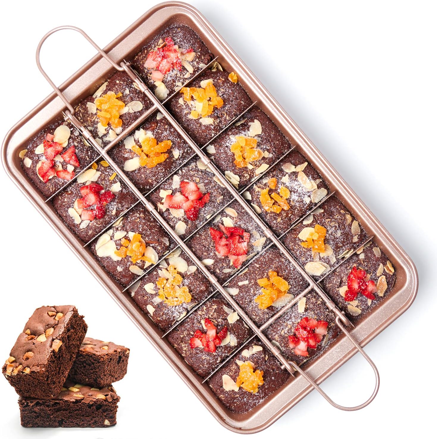 Brownie Pan with Dividers Nonstick Brownie Pans and Cutters, Make 18 Pre-cut Brownies at Once Perfect Individual Brownie Baking Pan All Edge - 12 X 8 X 1.6 Inches