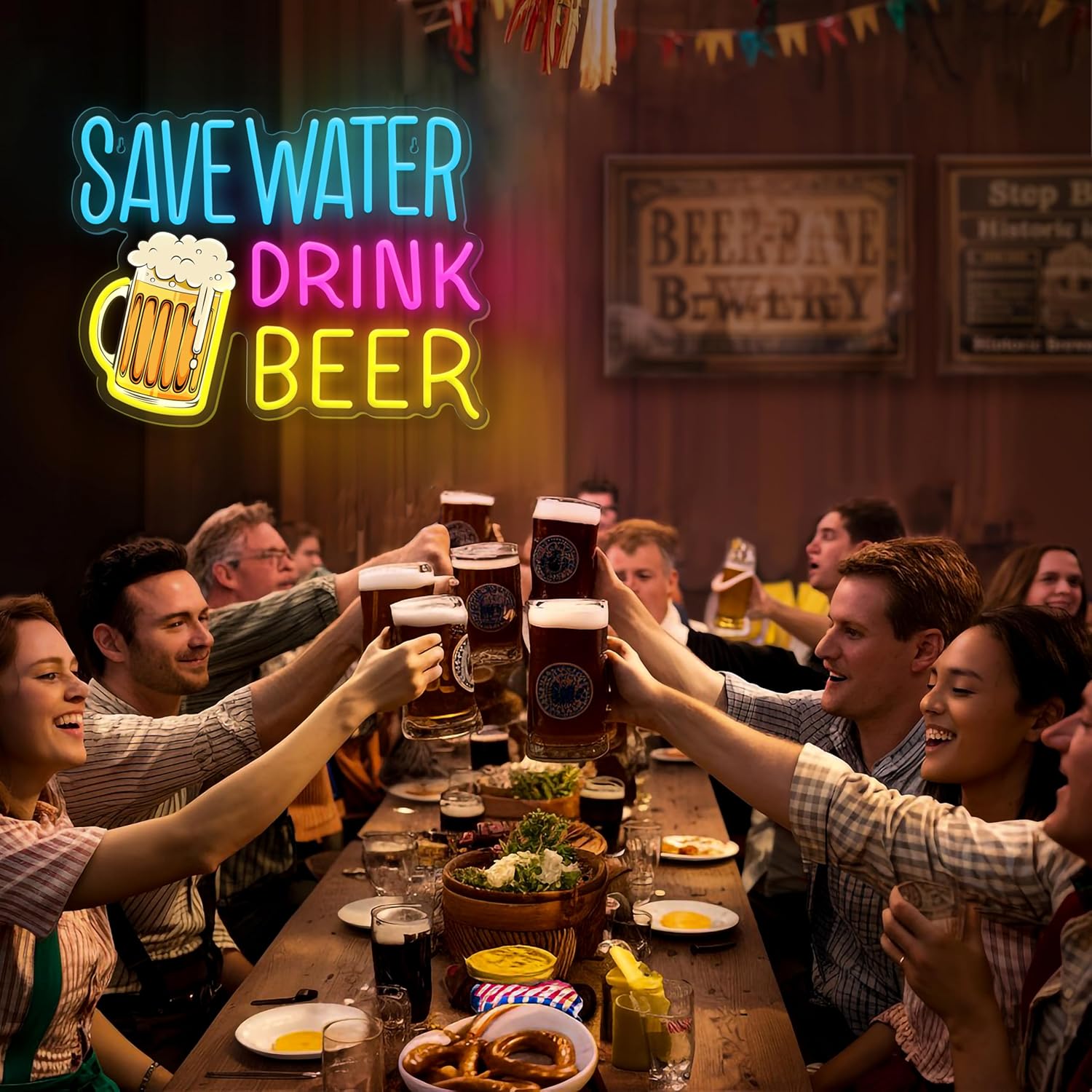 Save Water Drink Beer Neon Sign LED Beer Neon Lights for Wall Decor Dimmable Neon B... - Image 6