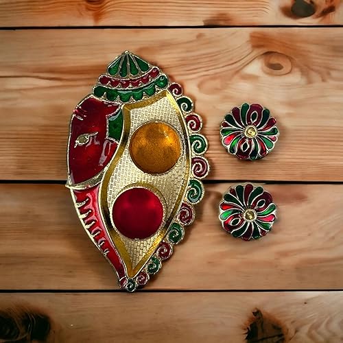 Miniatura 3 de LOVENSPIRE Bulk Ganesh Shankh Haldi Kumkum Holder, Pooja Regreso, Regalos de inauguración de la casa india, Shivratri, Favores de boda, Favores
