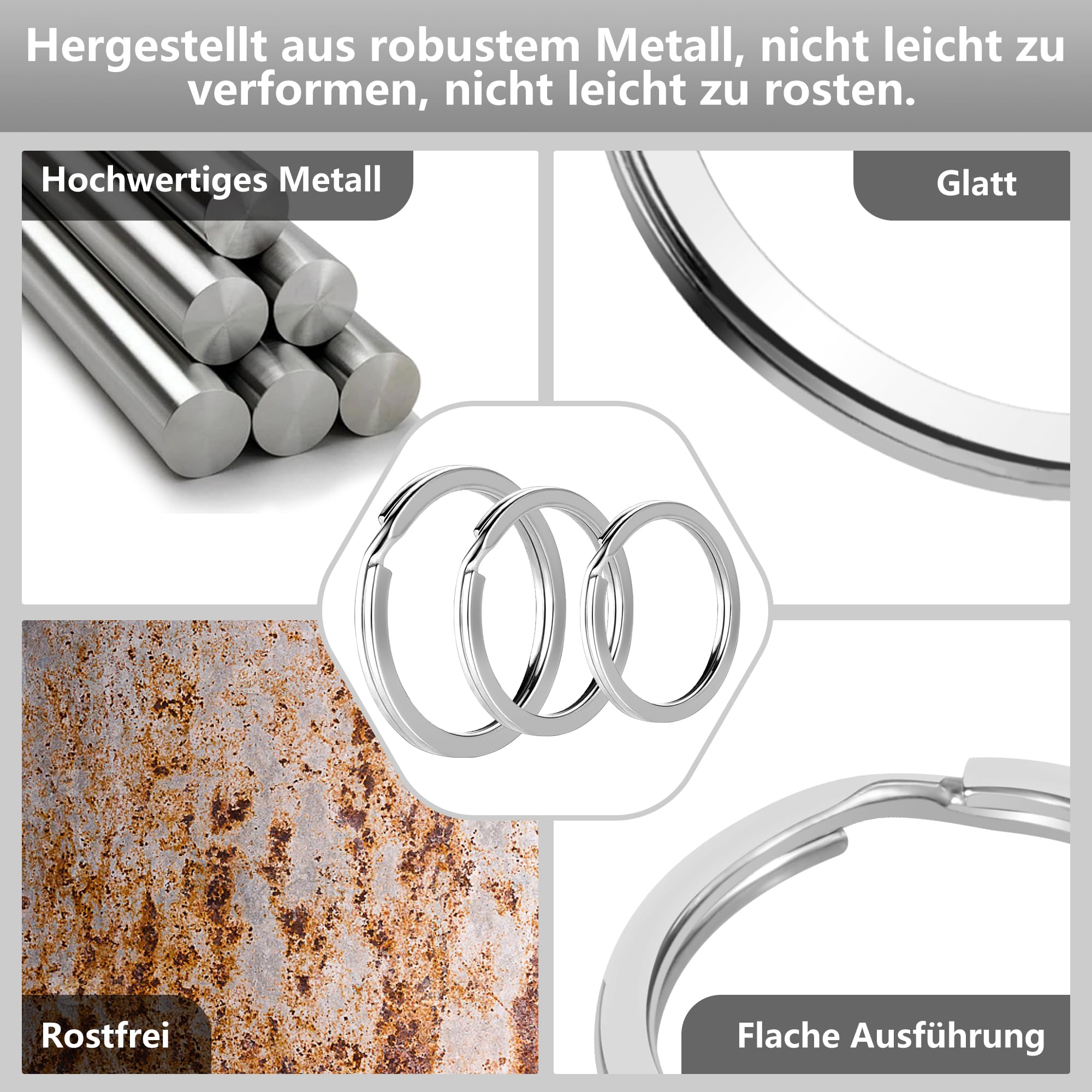 30PCS Porte-Clés en Acier Inoxydable, 20/25/30mm, Métal Alliage Anneau Porte Clef, Anneaux de Clé Résistants pour Maison, Voiture, DIY et Accessoires - 4