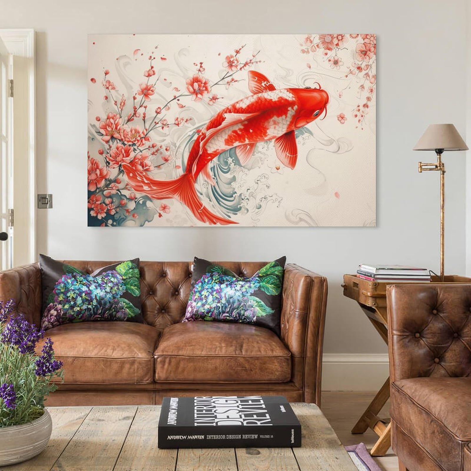 Amazon.co.jp: 絵画 赤い鯉 アートパネル ポスター 動物イラストアート