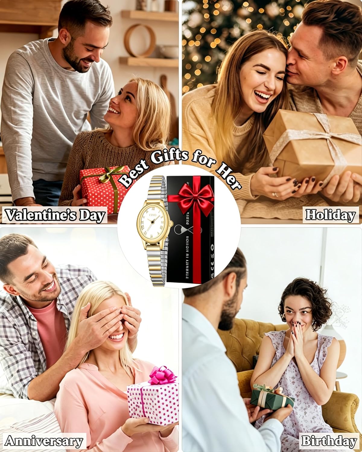 CIVO Small Gold Watches for Women: Vintage Roman Dial Analog Watch with Expansion Band - Dainty Ladies Watch with Small Wrists - Gifts for Mom Wife Anniversary Birthday