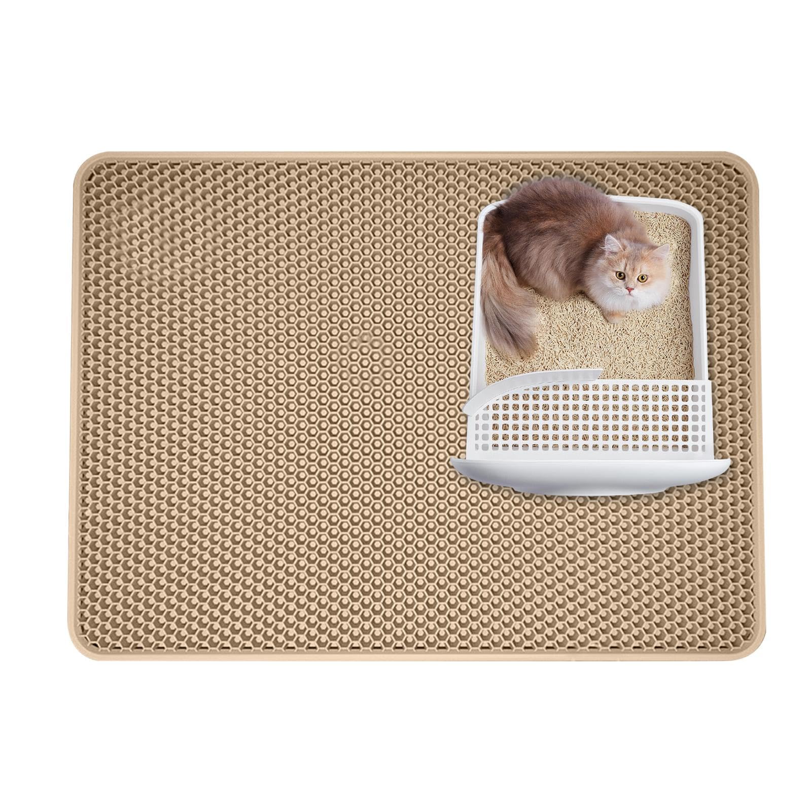 Tapis de litière pour chat - Tapis de litière pour chat - Double couche | Attrape-litière et attrape-tapis - Lavable - Attrape-litière et tapis pour les sols plus propres
