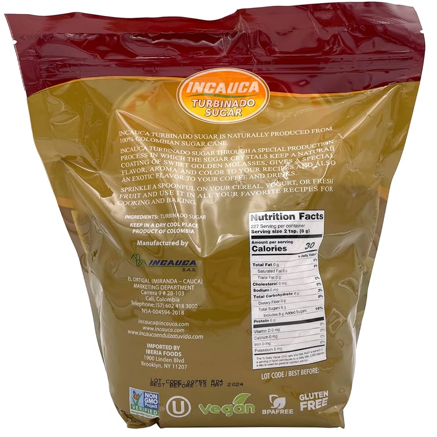 チリ　Sugar Amazon.com: Incauca 100% Natural Turbinado Sugar, 4 lb