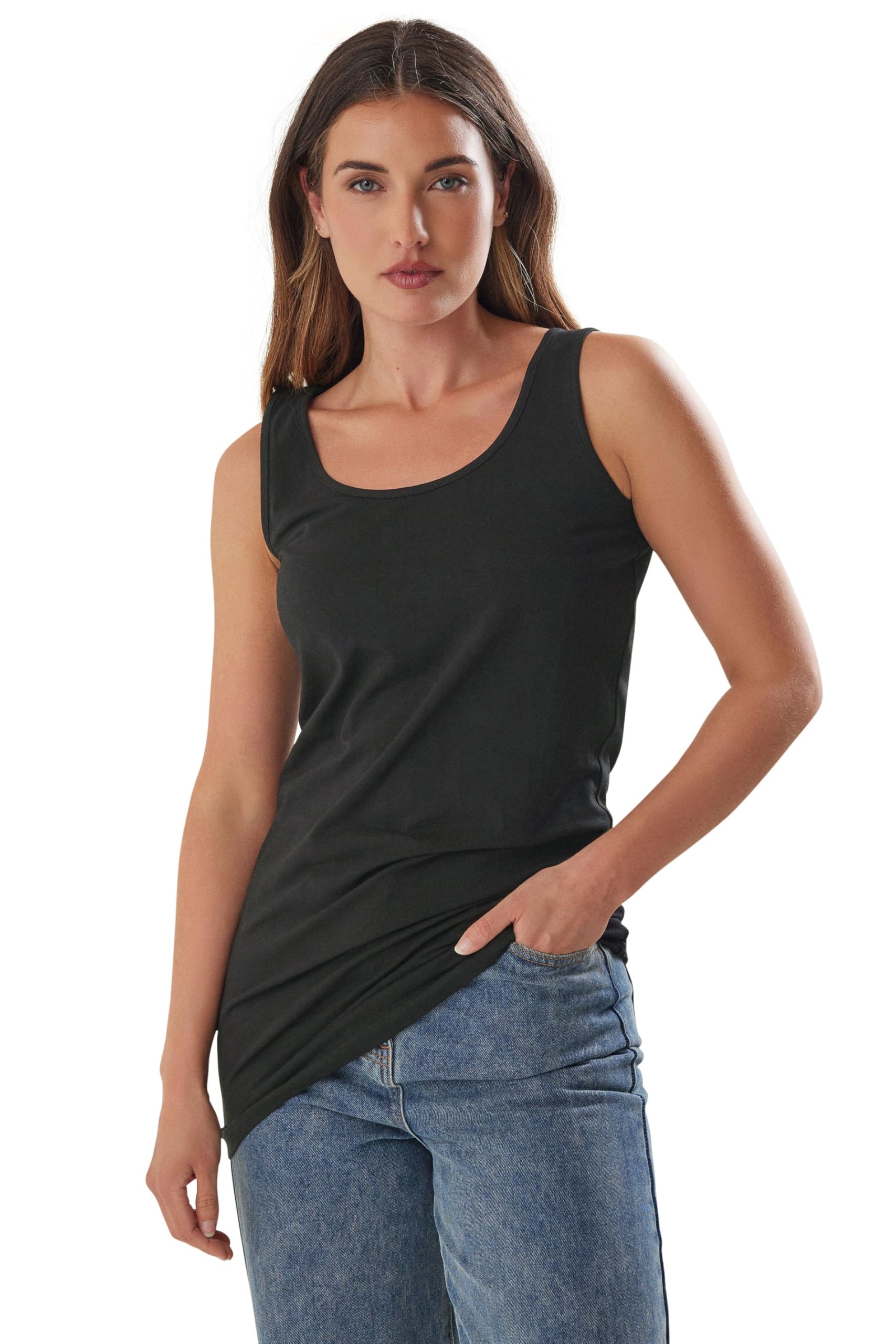Long Tall Sally Women's Black Tall Longline Vest Top In Size 18-20
