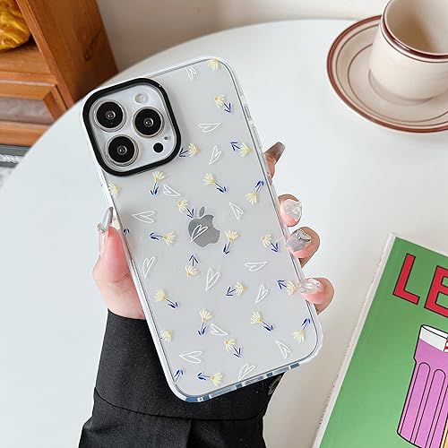 XIZYO Funda diseñada para iPhone 13 Pro Max de 6.7 pulgadas, funda delgada transparente con bonito patrón floral para niñas y mujeres, funda