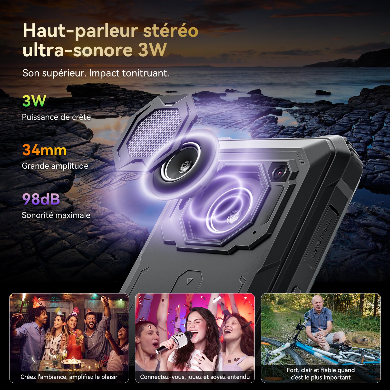 Blackview BV6200 Plus Téléphone Incassable 2026, Batterie 11000mAh Téléphone Portable Incassable 24Go+128Go/2To TF, 6.56" HD+, Caméra AI 16MP+13MP,NFC/GPS/98dB Haut-Parleurs Smartphone 2 Ans Garantie