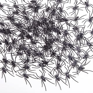 100 Pieces Plastic Spiders Halloween Realistic Plastic Spiders Small Spider Toys Black Fake Spiders Prank Props for Home and Party Decorations