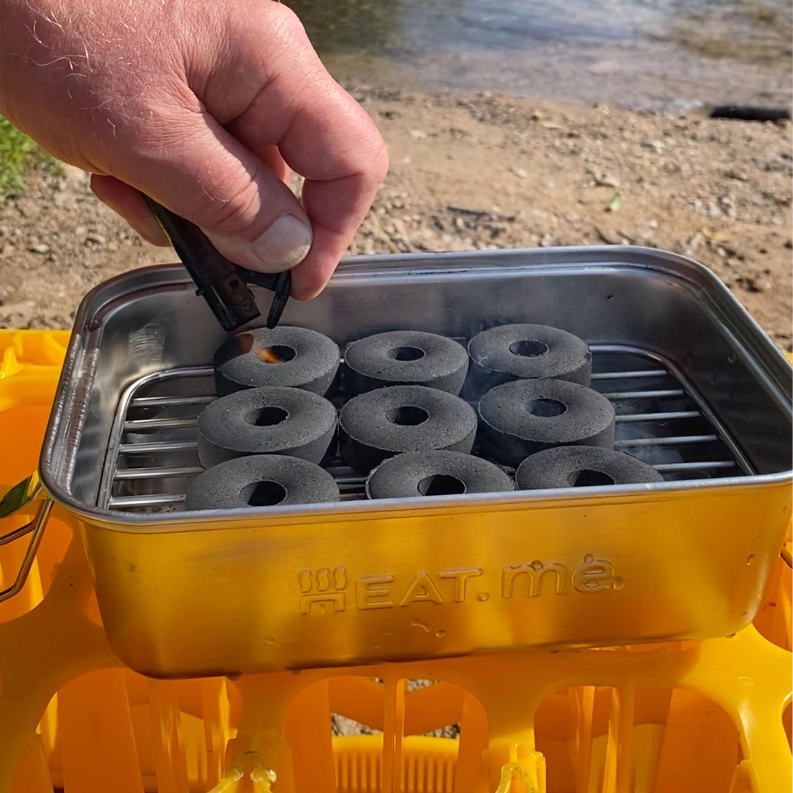 HEAT.me Lunchbox Grill | 3-in-1 Lunchbox + Mobiler Mini Grill mit Kühlakku | Rauchfrei, Spülmaschinenfest, 675g Leicht | Picknick, Camping, Outdoor