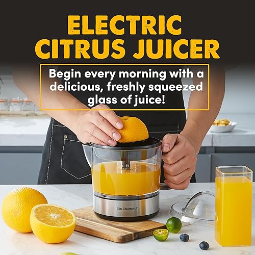 Miniatura 3 de Elite Gourmet ETS623 Exprimidor eléctrico de cítricos sin BPA, compacto, gran volumen, control de pulpa, naranjas, limones, limas, pomelos con