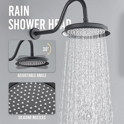 Miniatura 3 de DASAN Juego de grifos de ducha antiguos, sistema completo de ducha de lluvia en la pared con chorros de ducha corporal, accesorios de ducha negro