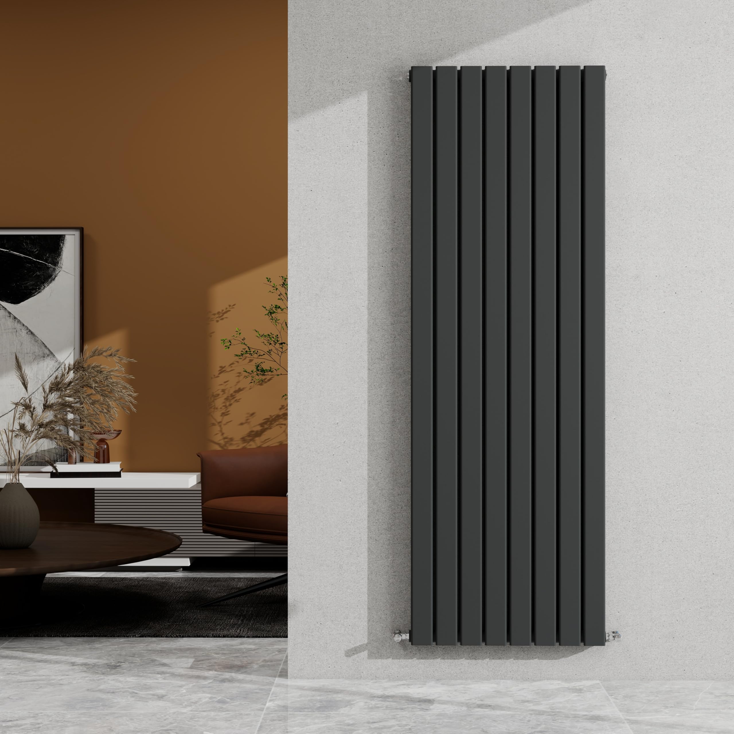 SKY Bathroom 1600×544mm Anthracite Vertical Designer Radiator Double Panel Modern Central Heating Flat Panel Rad 5416 BTU