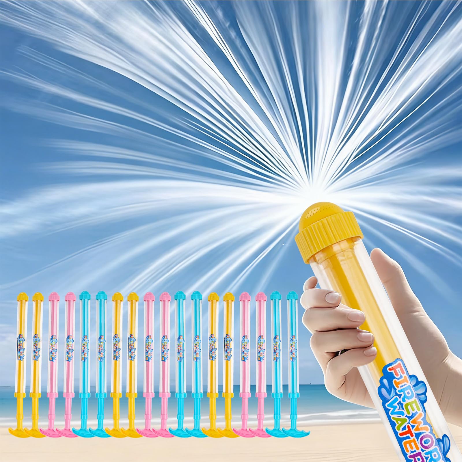 Photo 1 of 18Pack Creativity Fireworks Water Gun,Sprays Water in a Firework-Like Pattern, Squirt Gun for Kids/Adults, Bulk Samll Water Blaster Summer Pool, Backyard, Beach Water Game Outdoor Toys