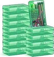 Vista 10 de Fainne Paquete de 24 cajas de lápices para la escuela, estuche de plástico transparente grande, caja de lápices de plástico grande apilable a