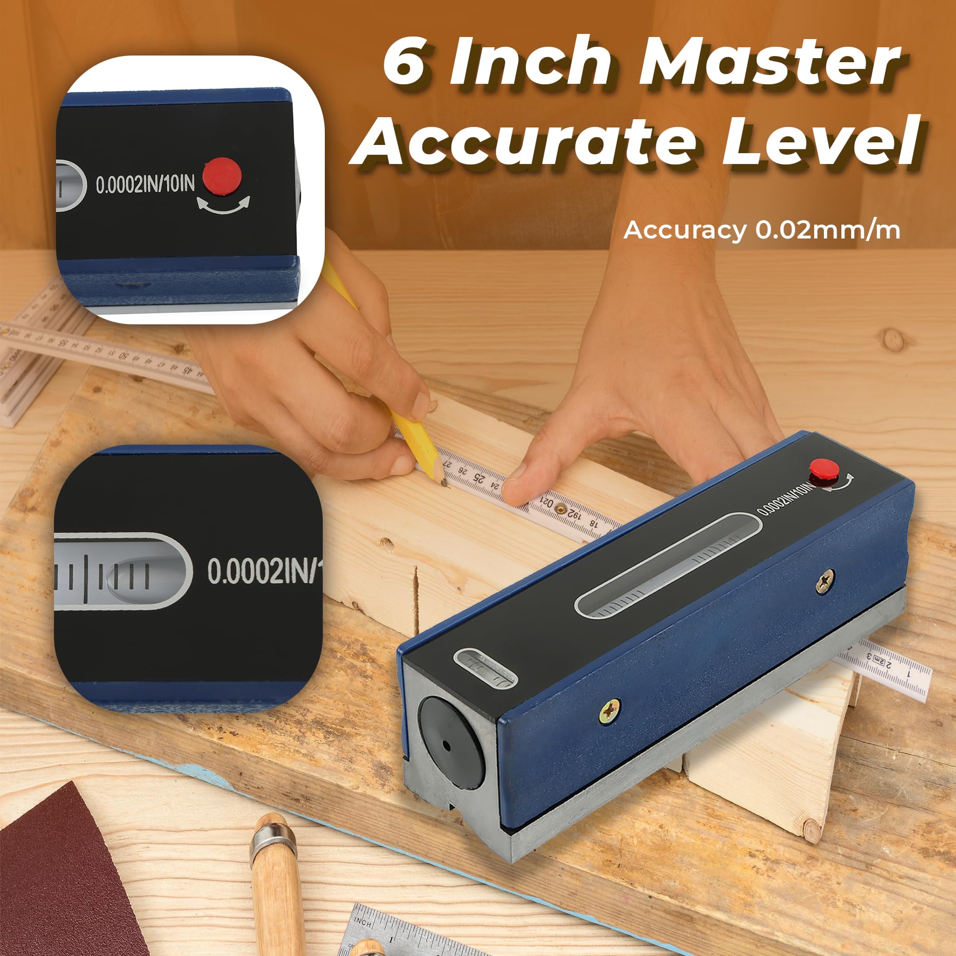 Amazon.co.jp: 6インチ (150mm) 精密レベル 精度0.02mm/m ストリップ