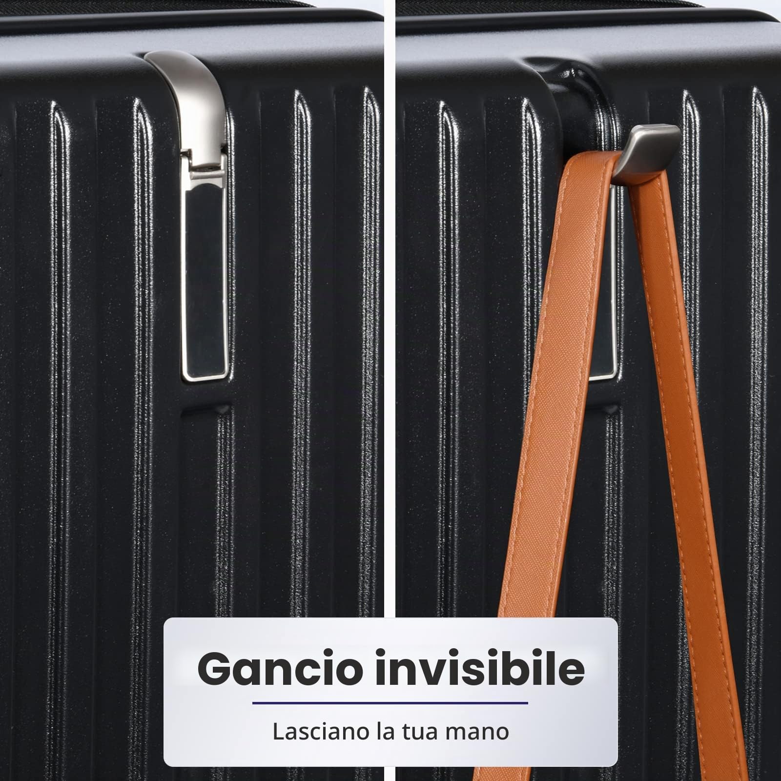 Valigia Bagaglio a Mano PC（Policarbonato） Trolley Rigida Valigie Cabina Ultra Leggero 4 Ruote Girevoli Doppie e TSA Lucchetto 57x37x22cm