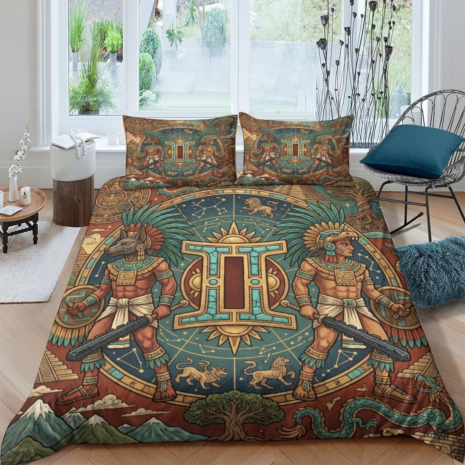 Housse de couette Gémeaux Aztec 3 pièces 200x200cm pour lit double