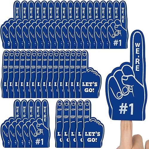 Miniatura 12 de Sinmoe 48 piezas de regalos de fiesta deportiva para fanáticos de los deportes, dedo de espuma mini dedo de espuma #1 para baloncesto, béisbol