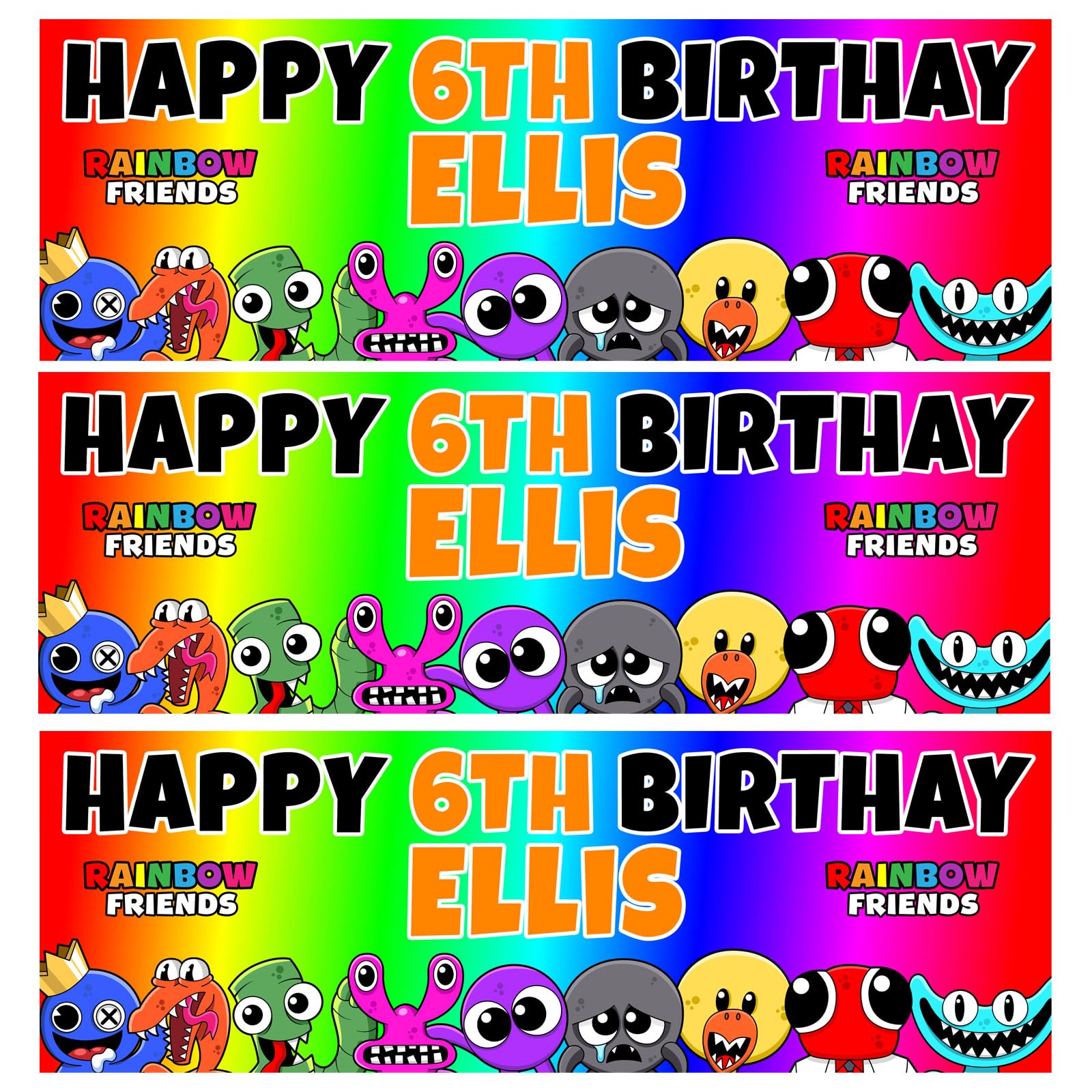 RAINBOW FRIENDS Birthday Banners - Rainbow Friends Personalised Party Banner - Gaming Banner - Gaming Party Supplies