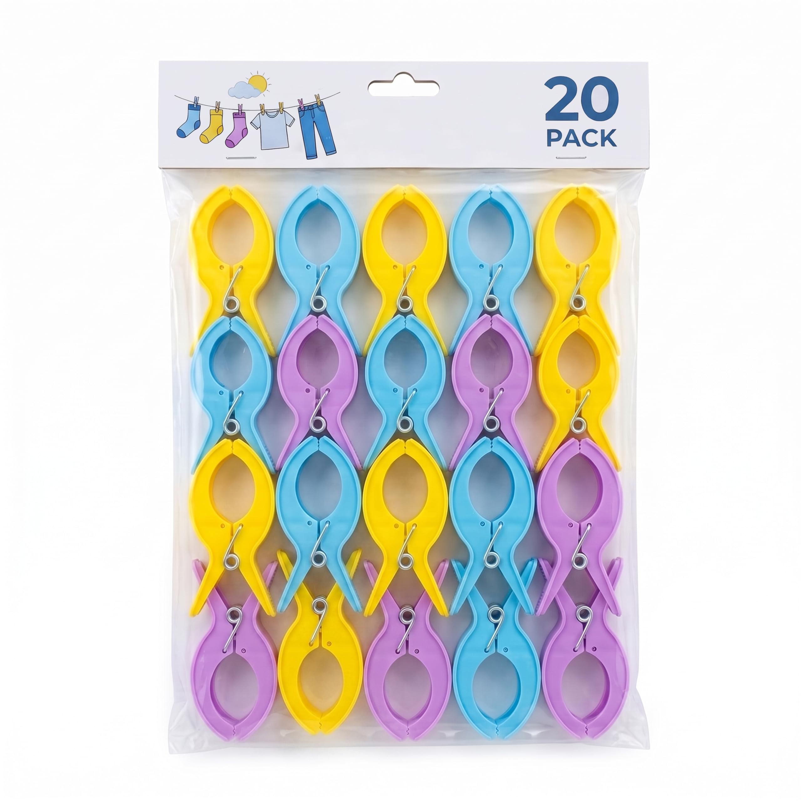 Heavy Duty Wide Opening Cloth Clips | Rust Free Strong Grip Laundry Pegs for Clothes Drying Stand, Thick Rod, Rope & Hangers | Durable Plastic Wash Line Clips (20 pcs Packet)-image-29