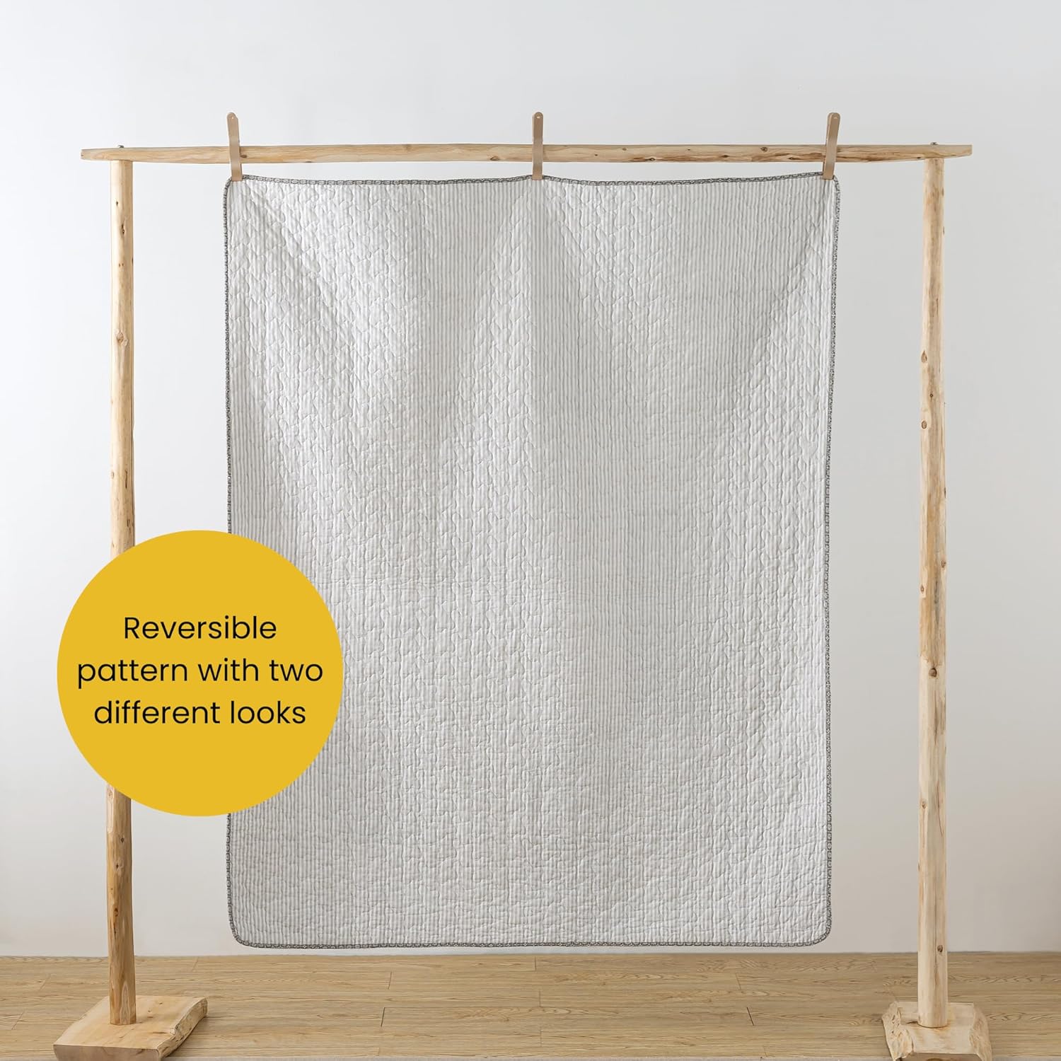 SLPR Cotton Quilted Throw Blanket, 50" x 60" Floral Farmhouse Patchwork Quilt, Shabby Chic Patchwork Throw Lap Quilt for Couch, Silver Linings - Image 5