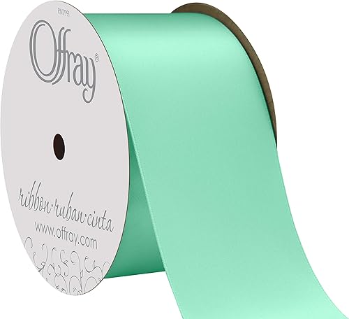 Offray doble cara cinta de satén, 214" de ancho, azules y verdes