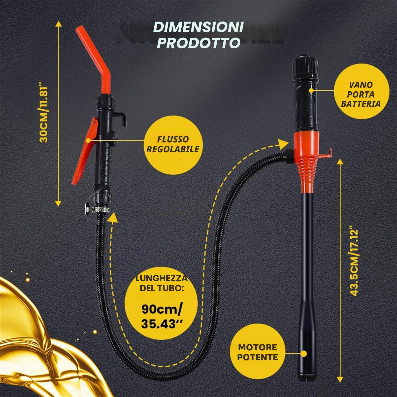 Pompa a Sifone Elettrica Portatile per Benzina e Diesel, Pompa a Sifone Elettrica per Trasferimento Acqua, Pompa Manuale per Carburante Facile da Usare, Pompa a Batteria Portatile per Benzina